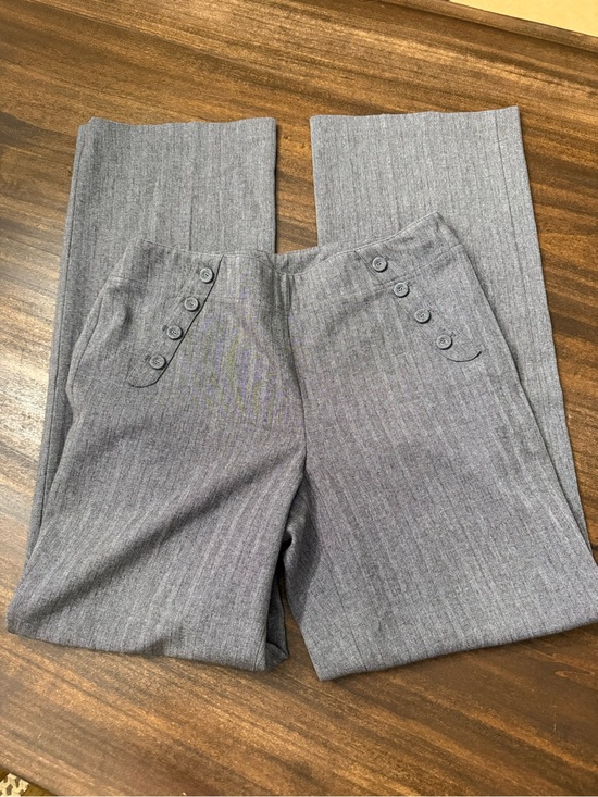 Sigrid Olsen Pants - Sigrid Olsen Gray glitter Pinstripe Womans Dress Pants with Buttoned Pocket Tabs
